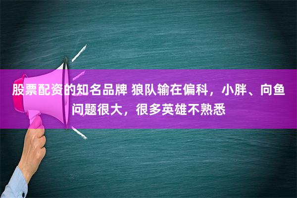 股票配资的知名品牌 狼队输在偏科，小胖、向鱼问题很大，很多英雄不熟悉